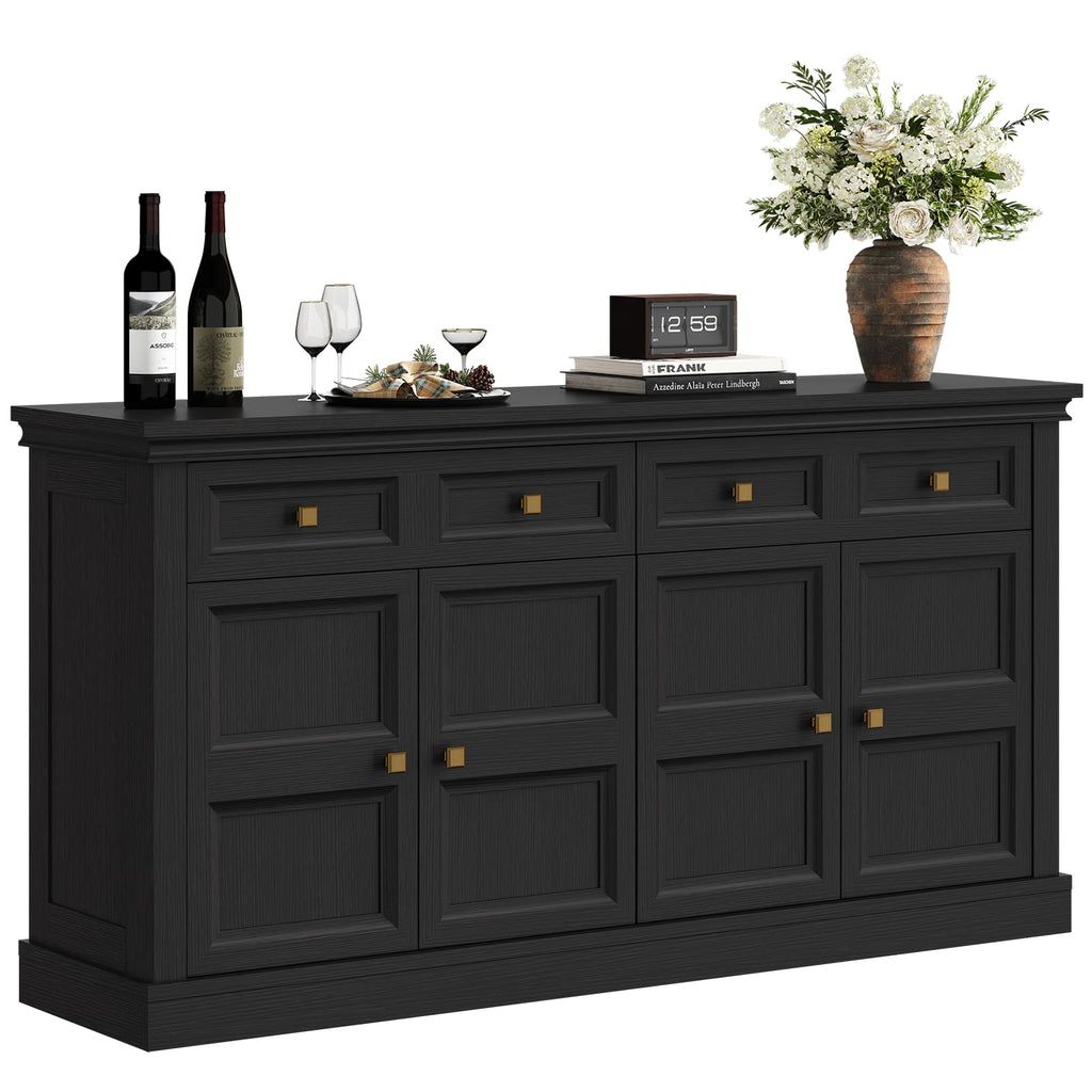 63 Inch Buffet Cabinets with Storage, 4-Doors Sideboard Credenza