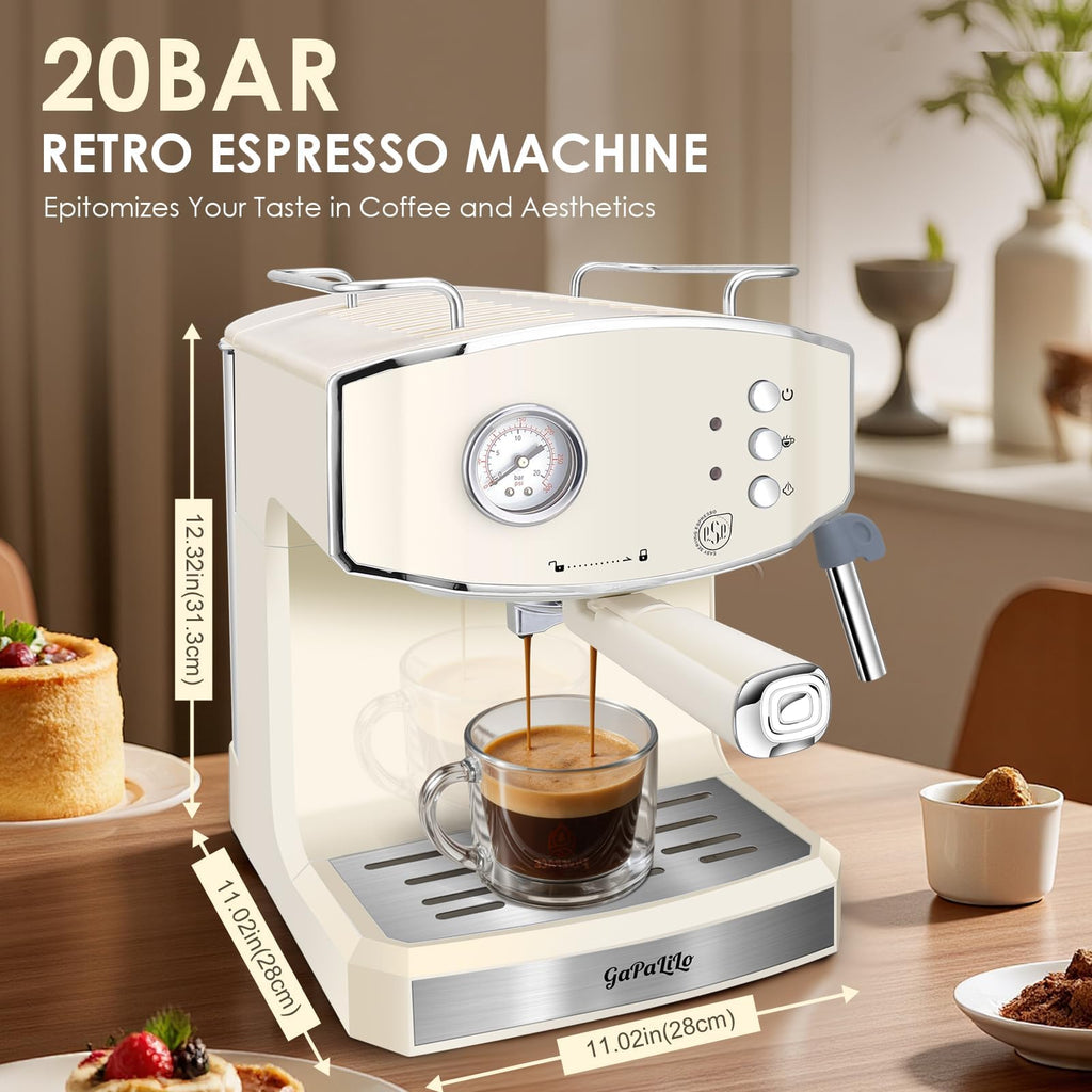 20 Bar Espresso Machine with Milk Frother,Cream