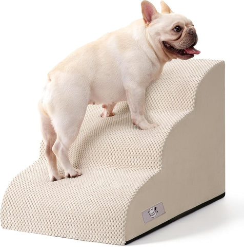Dog Stairs for Small Dogs and Cats - 3 Step Pet Ramp for Couch & Sofa, Non-Slip Dog Steps for Pets, Washable Cover