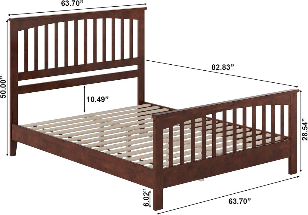 Camilla Queen Low Profile Platform Bed with Matching Footboard, Walnut