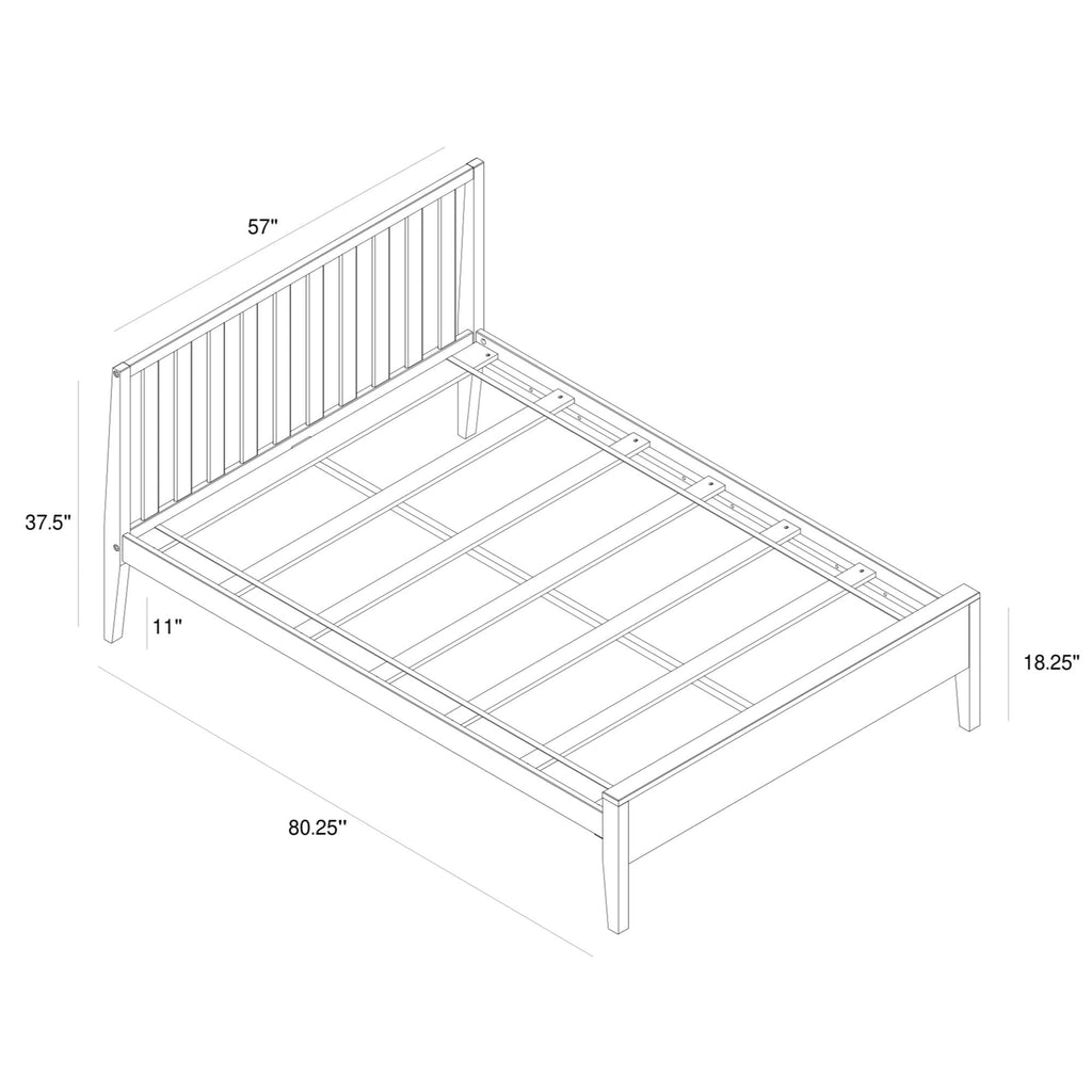 Scandinavian Single Bed (Queen), with Slatted Headboard, Blonde