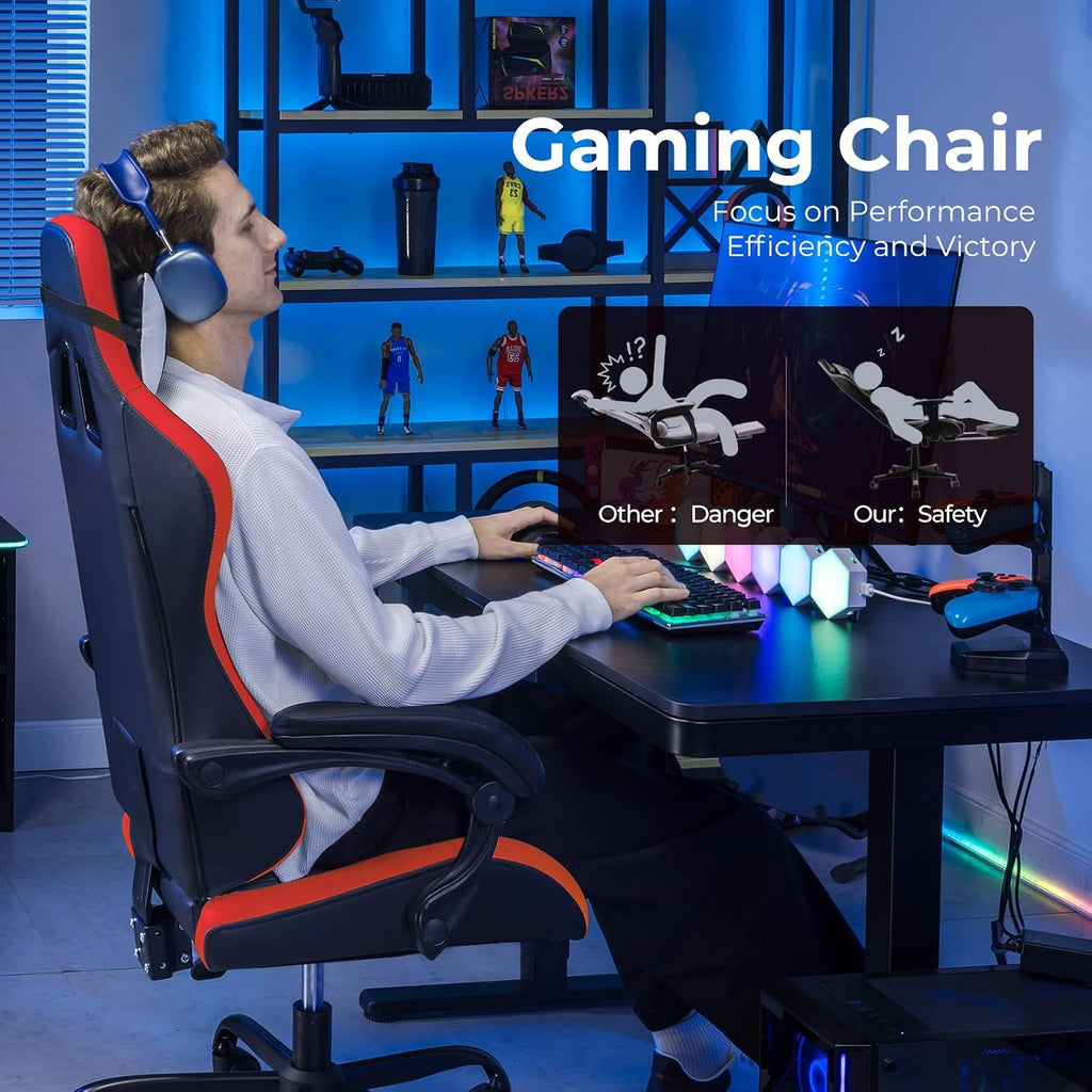 Gaming Chair, Video Game Chairs Racing Style PC Game Chairs 350lbs for Adults - Padded High Back Ergonomic Reclining