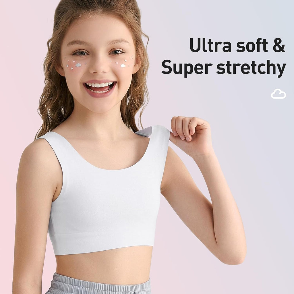 Girls Training Bras, Seamless No Pad Sports Bra Multipack