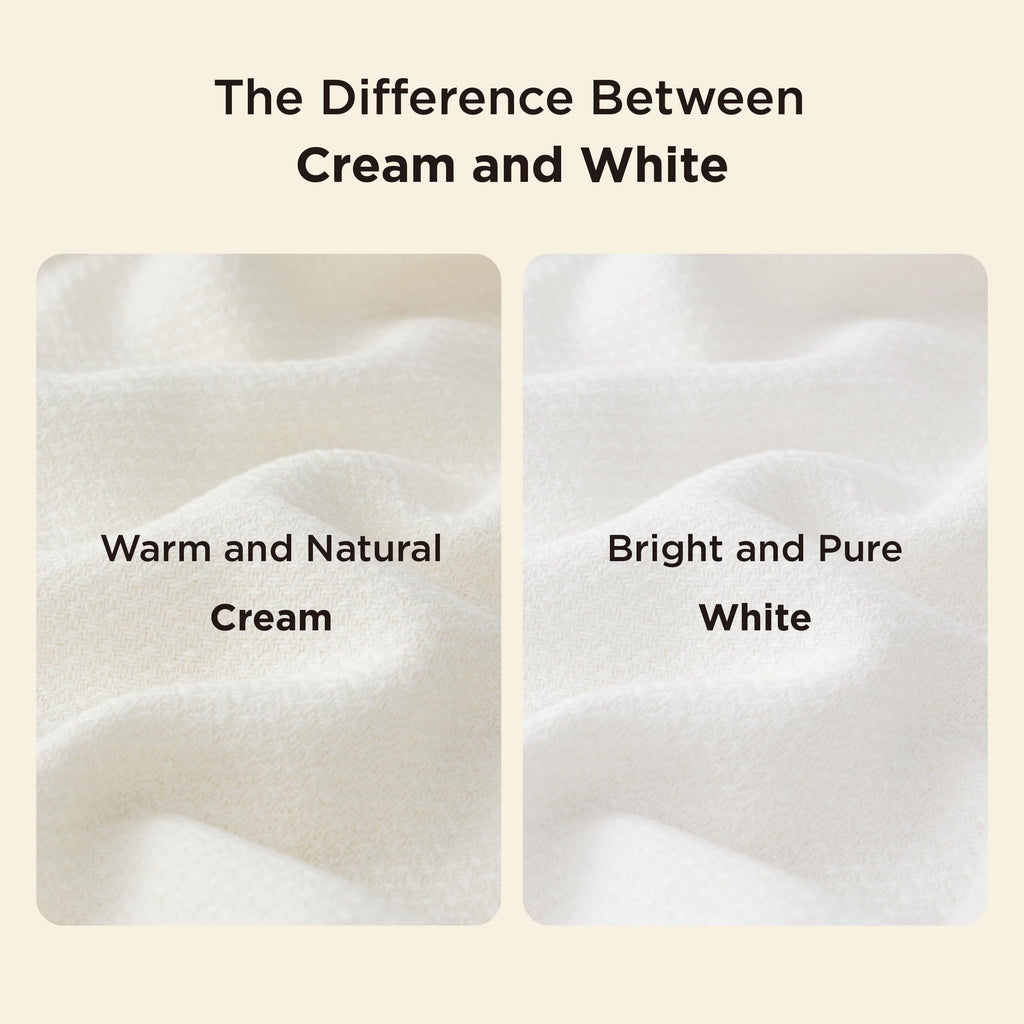 100% Cotton Blanket, Herringbone Weave, Cream
