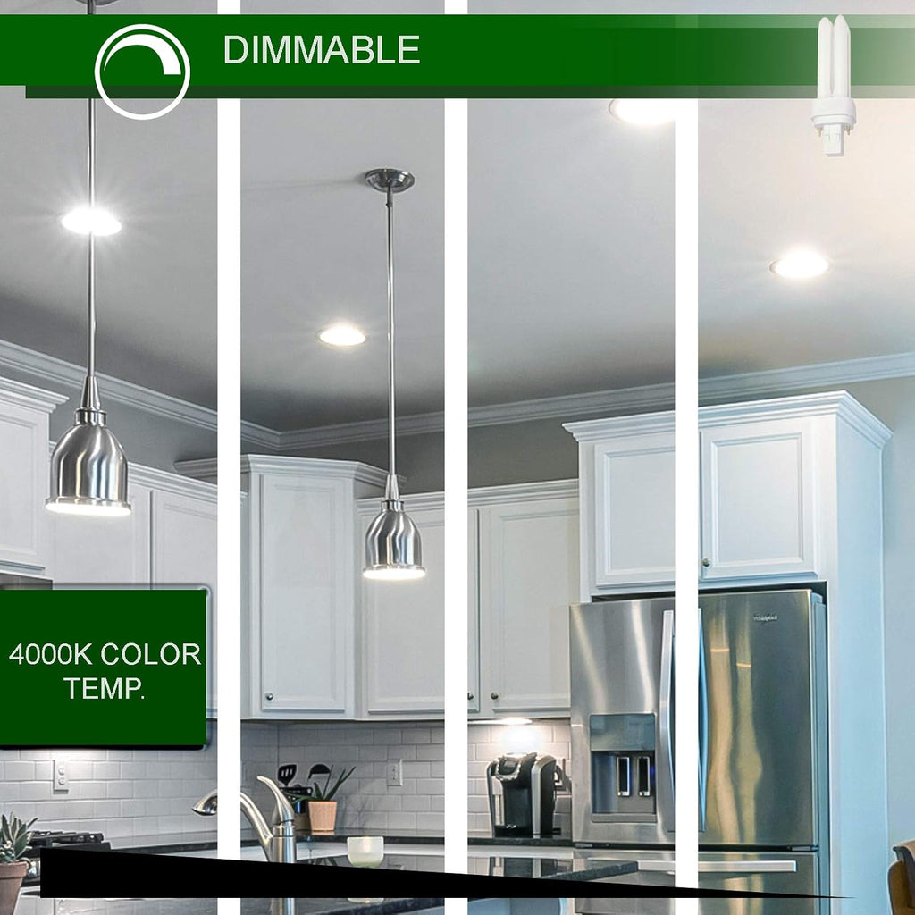 13 Watt CFL Light Bulbs 2 Pin GX23-2 Base 4100K Cool White 13W High Output 800 Lumens Double Tube Compact Fluorescent