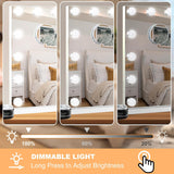 Vanity Mirror with Lights, Hollywood Lighted Makeup Mirror with 15 Dimmable Bulbs and 10X Magnification, 3 Colors