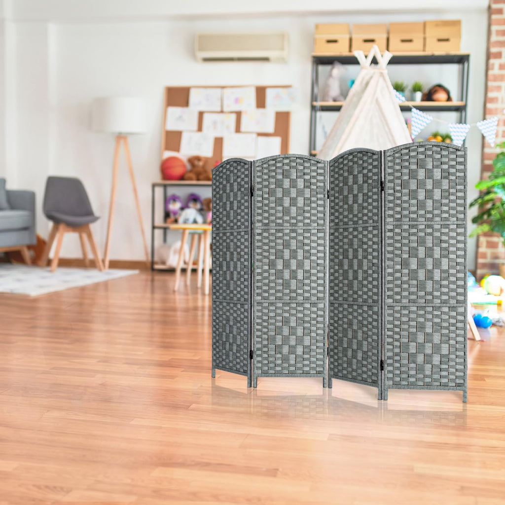 Short Room Divider, Small Folding Privacy Screens, 4 Panel Grey
