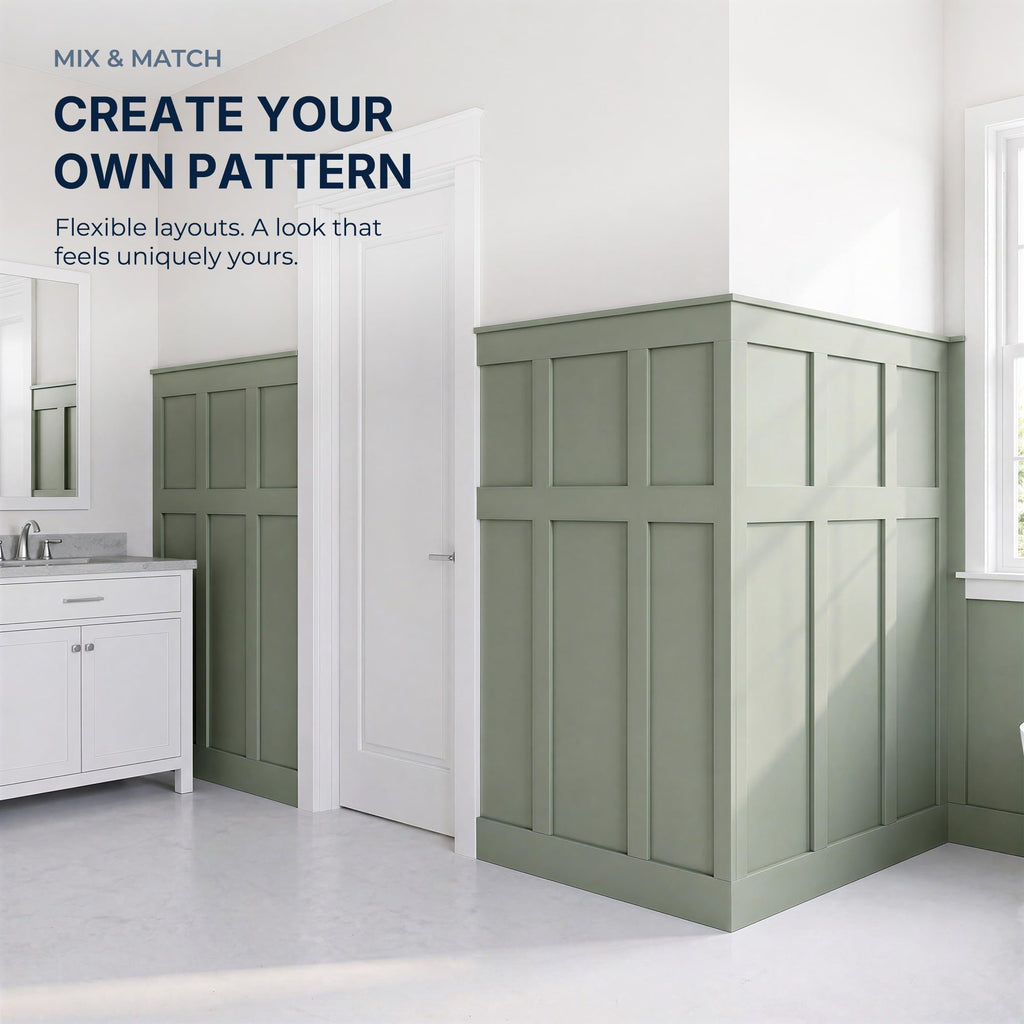 MDF Board and Batten Wainscoting Kit 180x70in Wall Panels