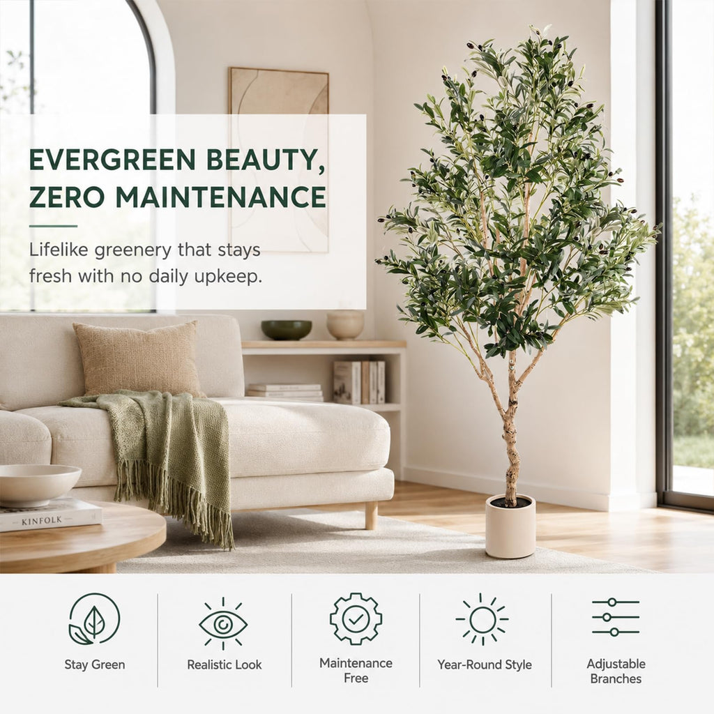 Olive Trees Artificial Indoor 7FT, Upgraded Tall Faux Olive Tree