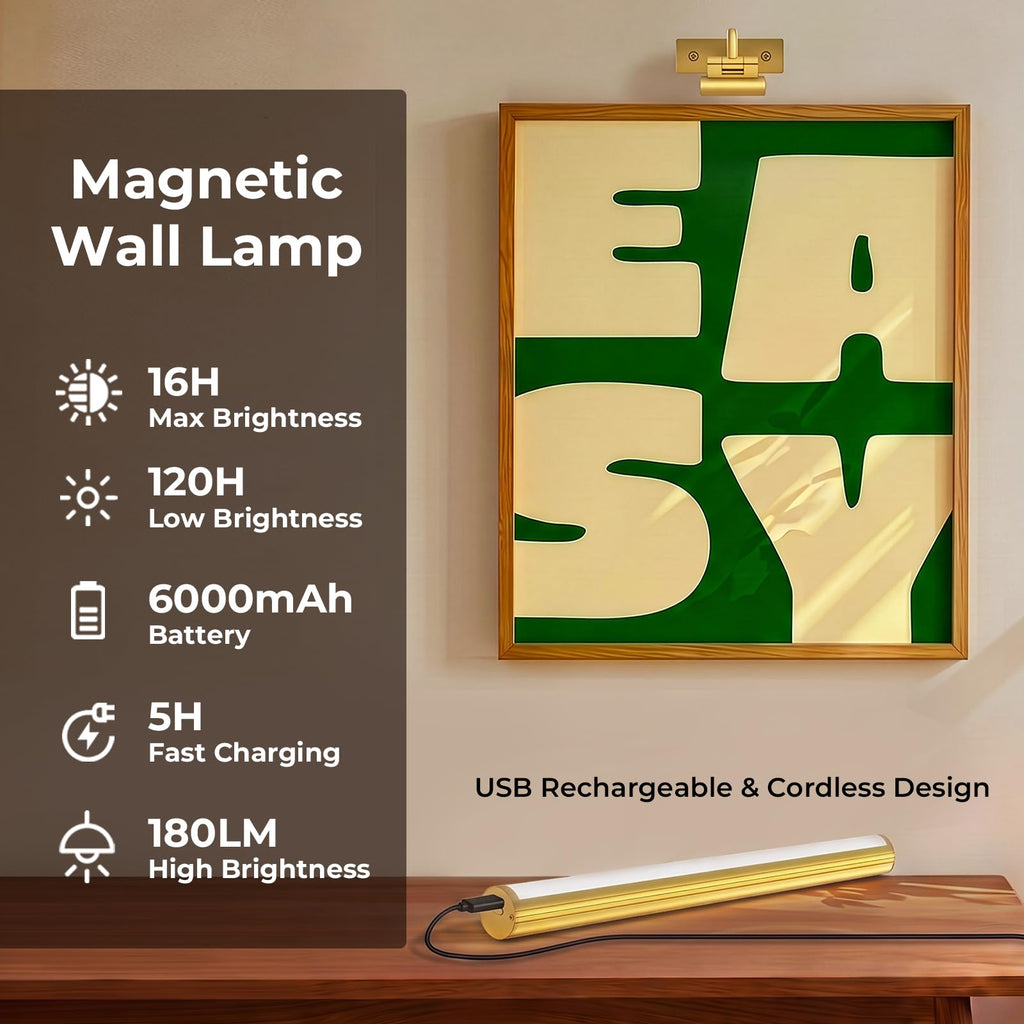16inch Picture Lights for Wall Art 2 Pack,6000mAh Battery,Gold