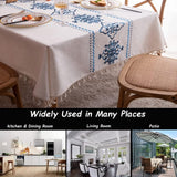 Table Cloth Embroidery Damask Pattern Wrinkle Free Heavy Weight Cotton Linen Farmhouse Tablecloth De