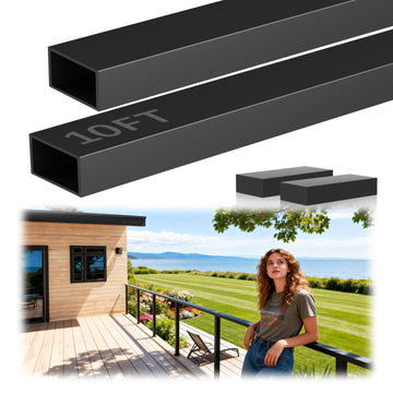 10FT Aluminum Black Cable Railing Handrail with POM Connector, 2 Pack Rectangle 3mm Thick Deck Handrail for Indoor