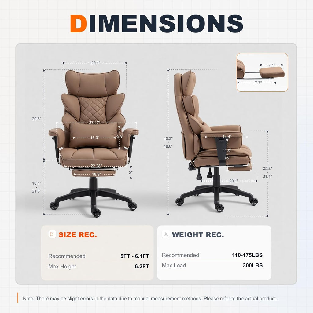 Big and Tall Office Chair with Pocket Spring Cushion,High Back Computer Gaming Chairs with Adjustable