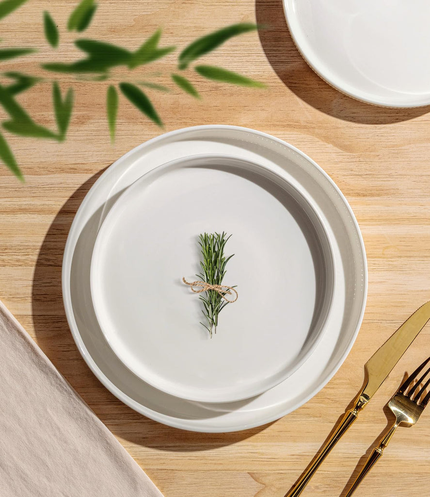 Ceramic Dinnerware Set for 4, 16-Piece Plates and Bowls Set