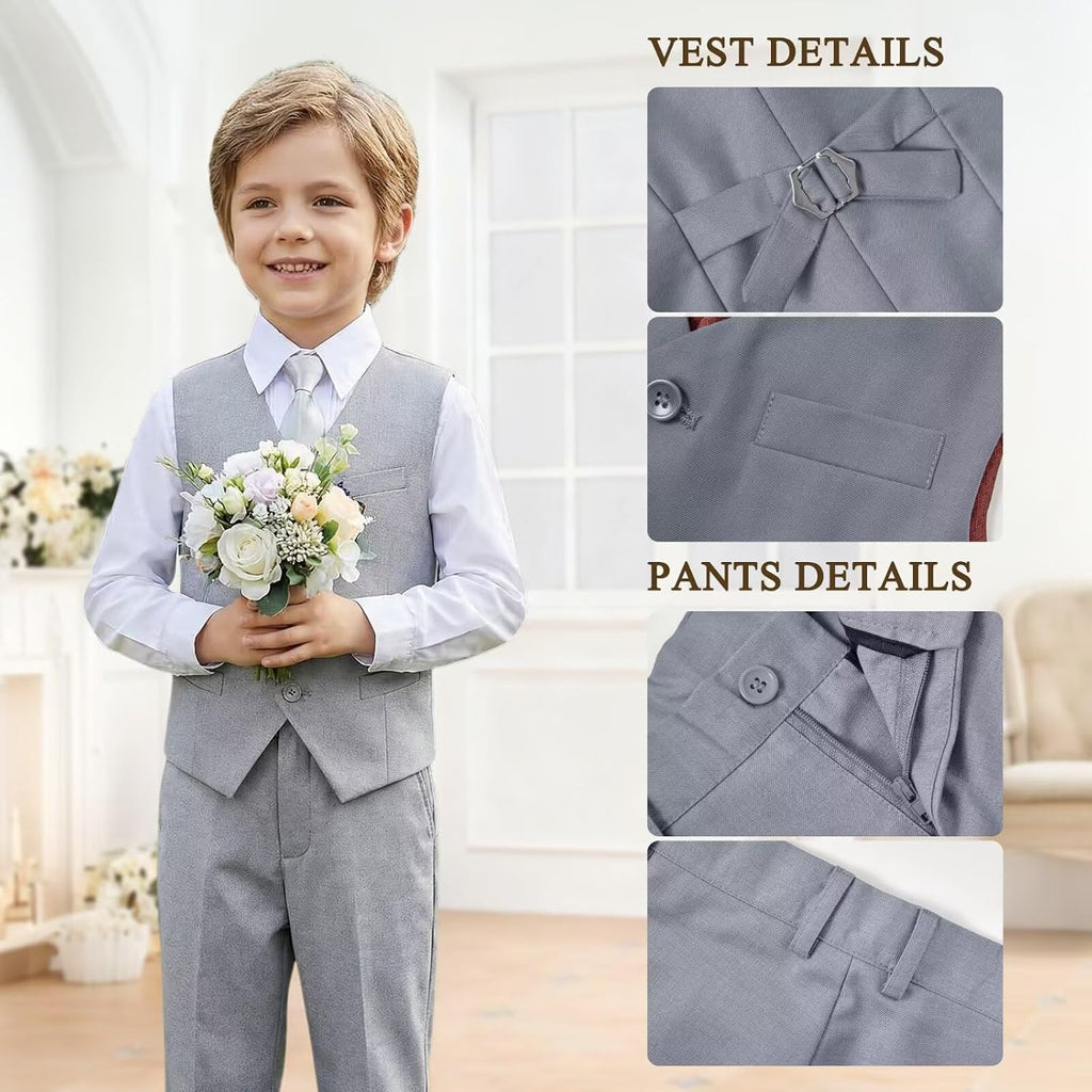 Boys Suits Kids Dress Vest Pants Set Ring Bearer Outfit