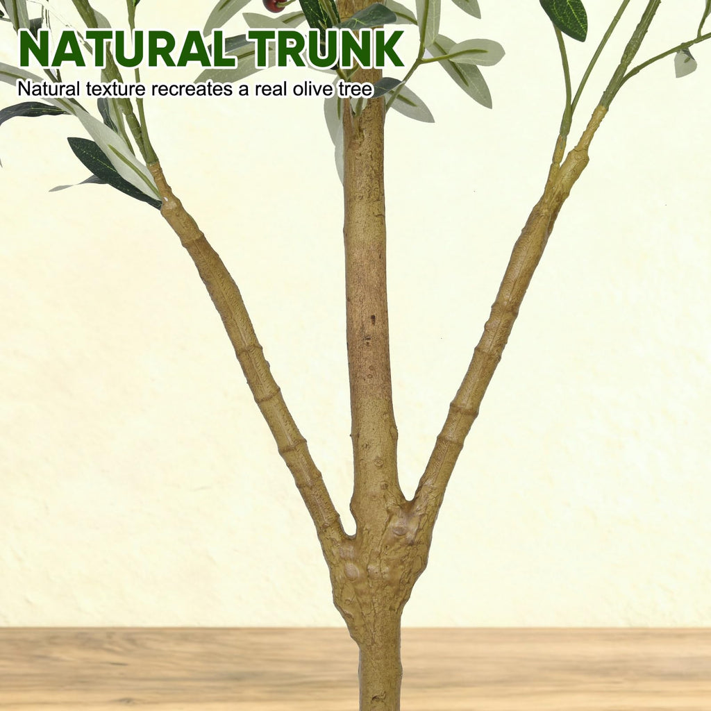 Faux Olive Tree 6Ft Artificial Tree Indoor with Natural Wood Trunk