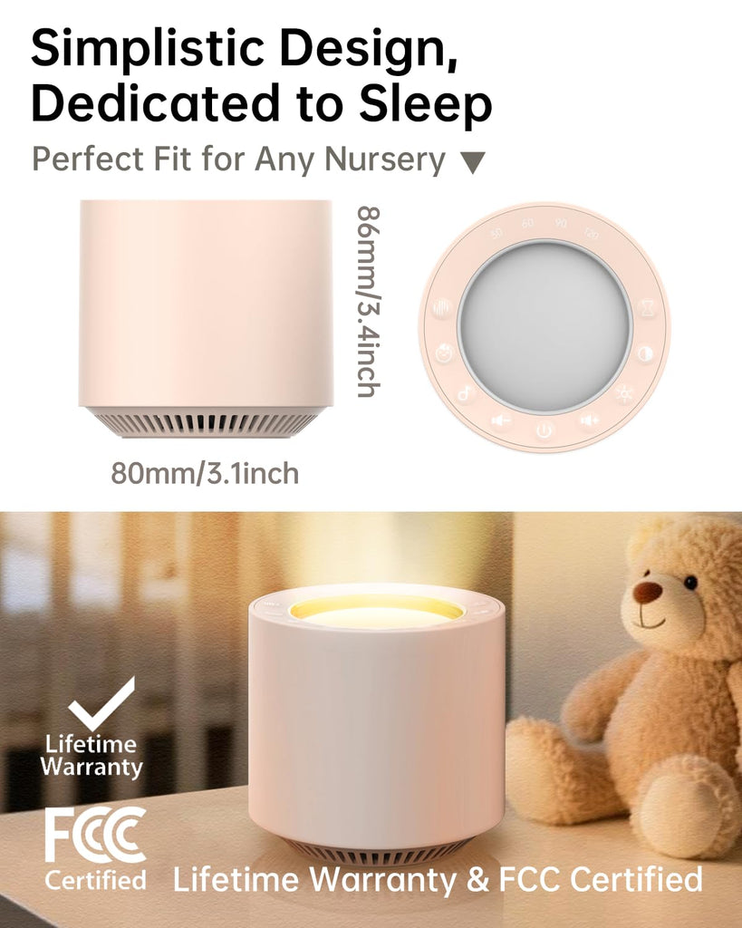 Dimmable Nursery Night Light: Red Light Therapy Sleep Sound Machine with 38 Sounds & Calming Womb Soother Memory Function