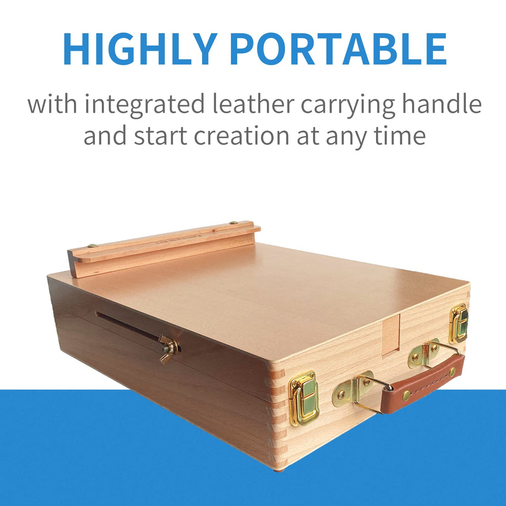 Wooden Tabletop Easel, Beech Wood Sketchbox Desktop Easel