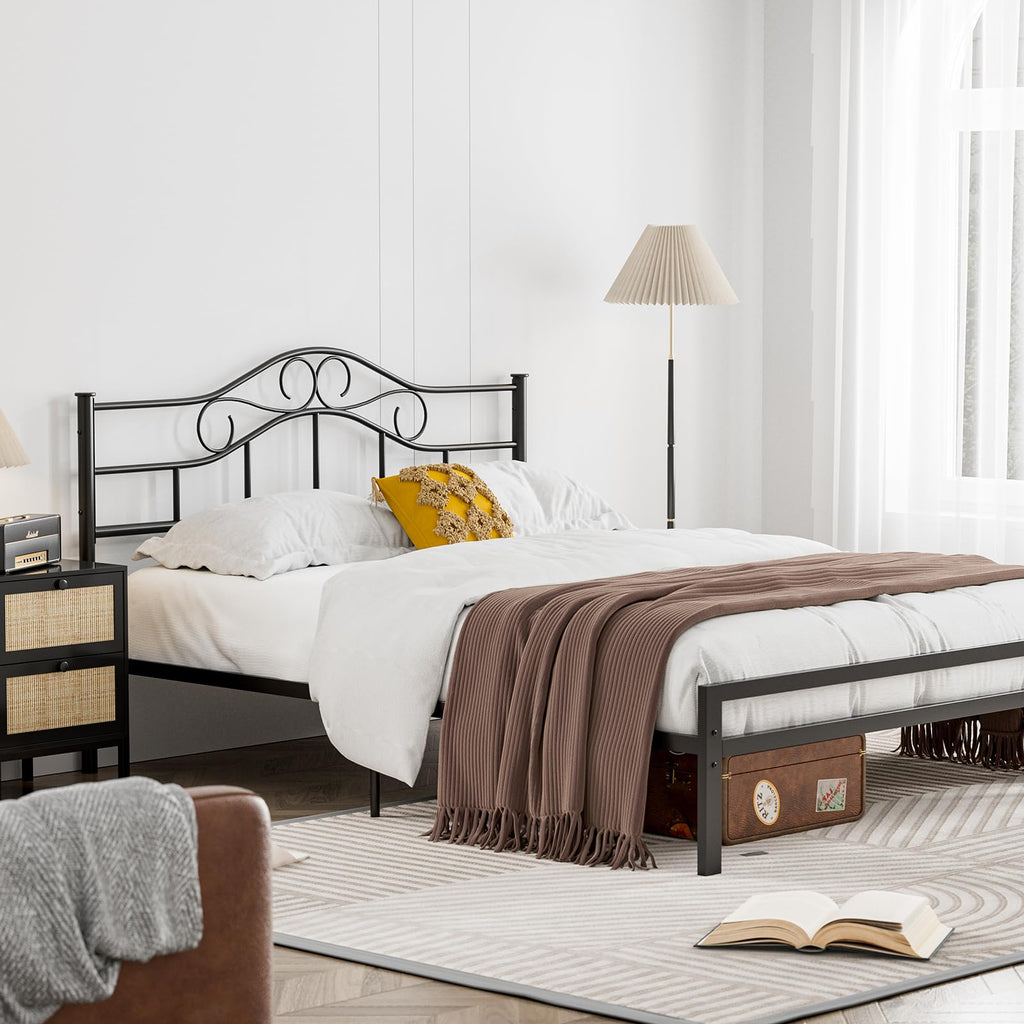 Farmhouse Metal Headboard Only, Height Adjustable, Black