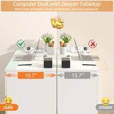 Computer Desk with 6 Drawers, 47'' Home Office Desk with Storage & Keyboard Shelf, White Gaming Desks