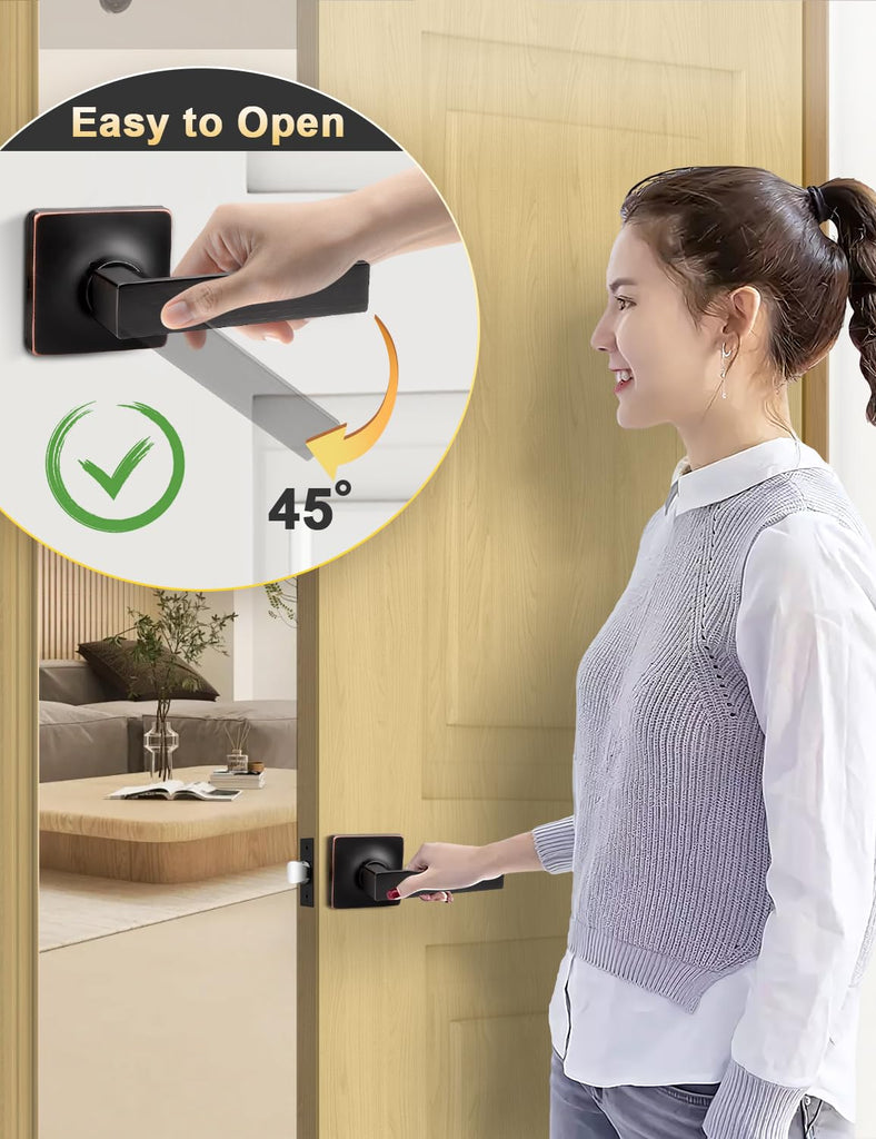 10 Pack Interior Passage Door Lever, Oil Rubbed Bronze Left or Right Handing for Closet and Hallway Doors,Square