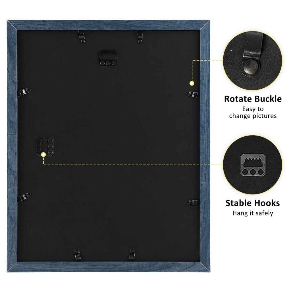 11x14 Frame with Mat for 8x10, Real Glass, Blue