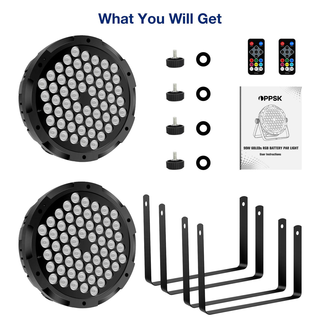 90W 60LED Dimmable Stage Par Light by Remote & DMX Control - 2Pack