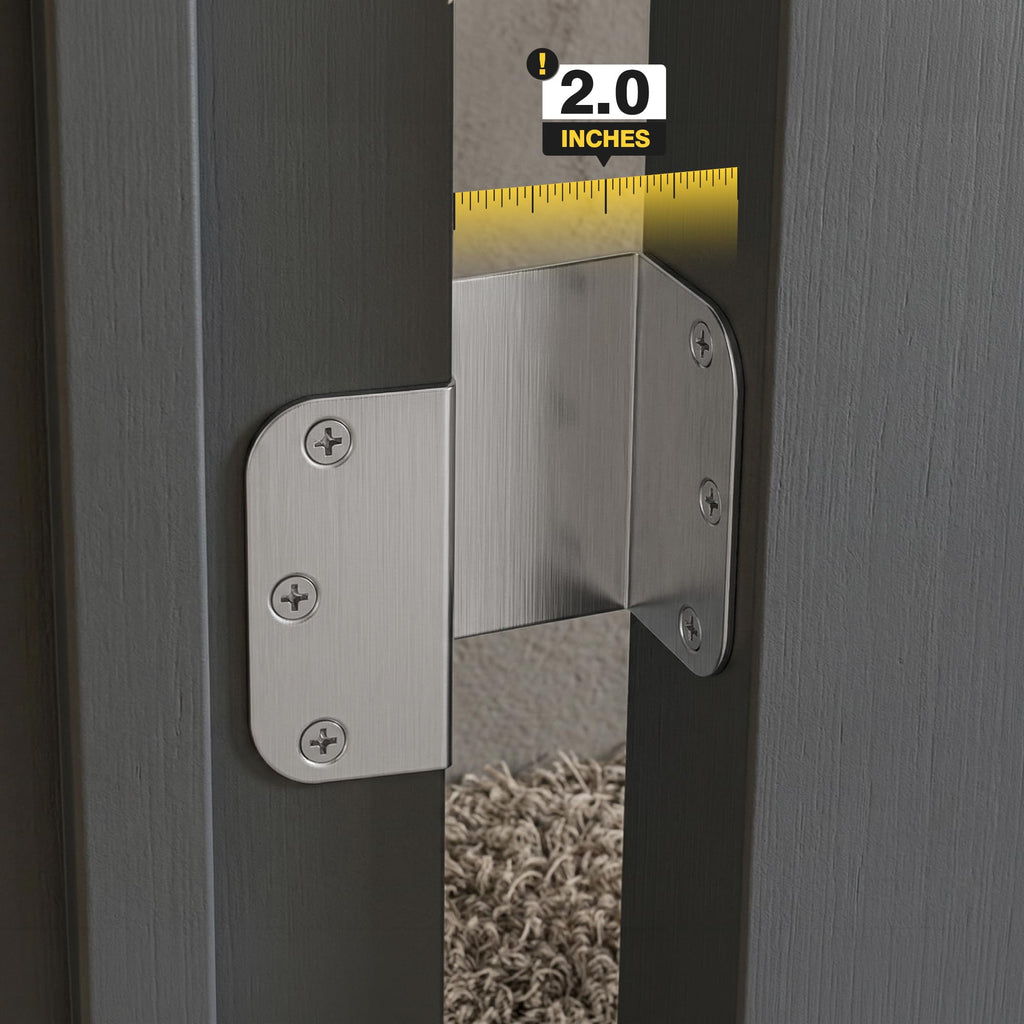 Offset Door Hinges, 3.5 Inches, 5/8" Radius, Brushed Nickel, 3 Packs