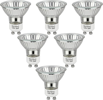 GU10 120V 50W Halogen Bulb Dimmable 2700K Warm White GU10+C 110-130V Bulb MR16 with Glass Cover for Candle Warmer