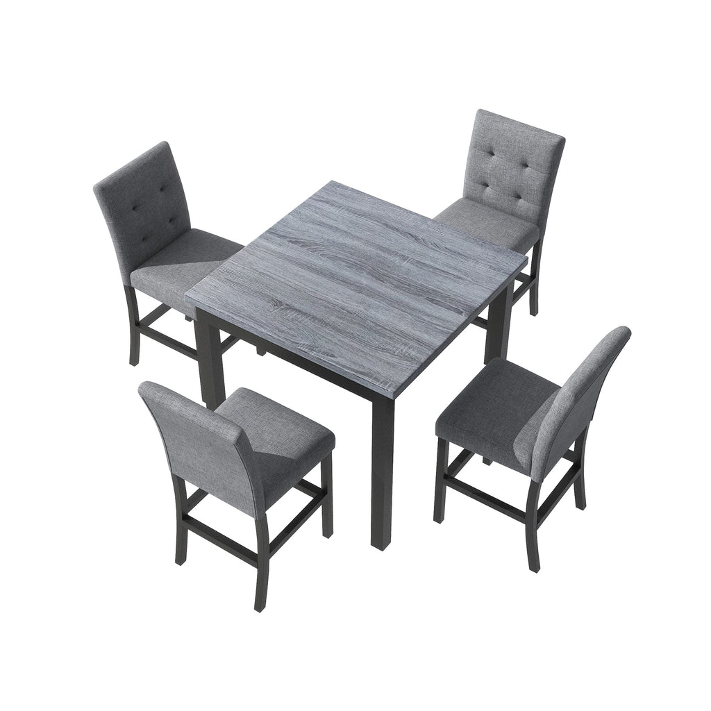 5 Piece Counter Height Dining Table Set for 4 High Top Square Kitchen Table and Chairs Dinning Room Small Breakfast