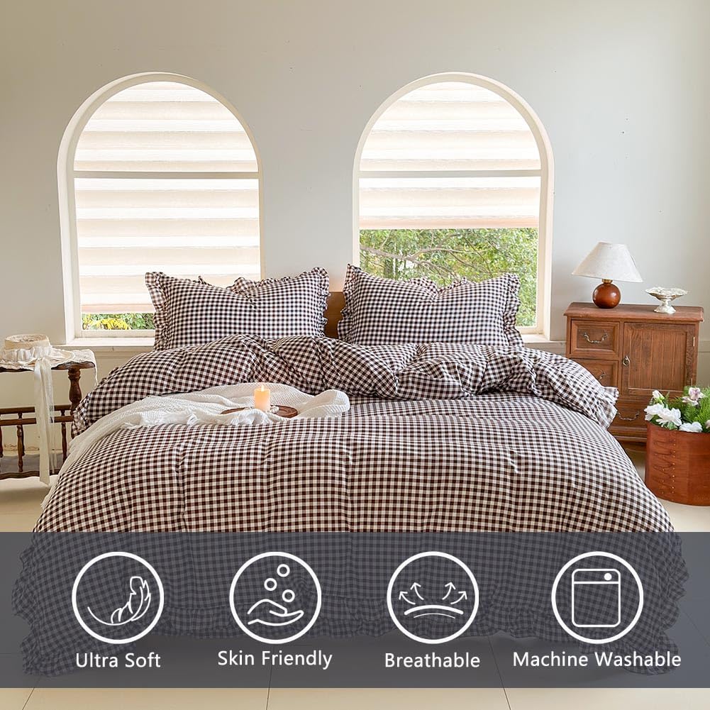 Mocha Gingham Comforter Set