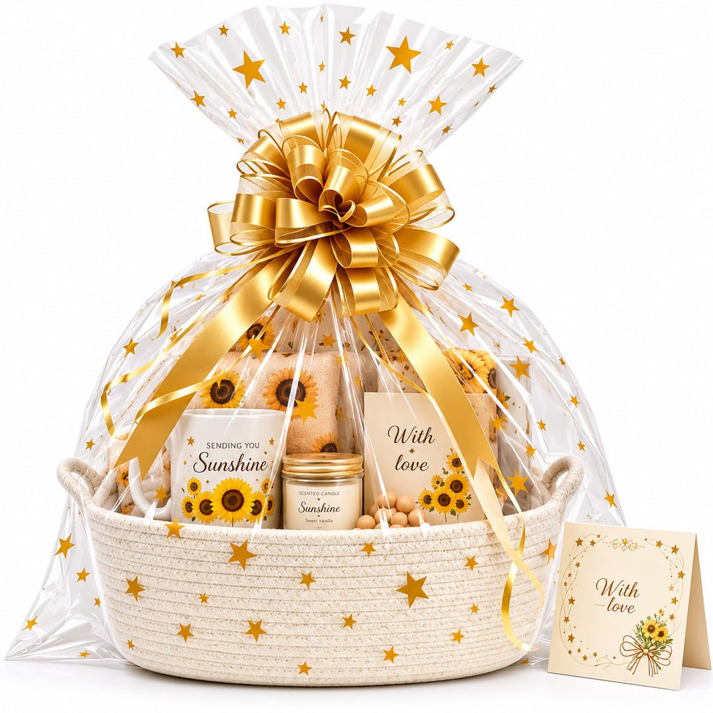 Large Empty Gift Basket Set - Includes Big Woven Basket, Gift Wrap, Confetti & Greeting Card, Ideal for Bridal