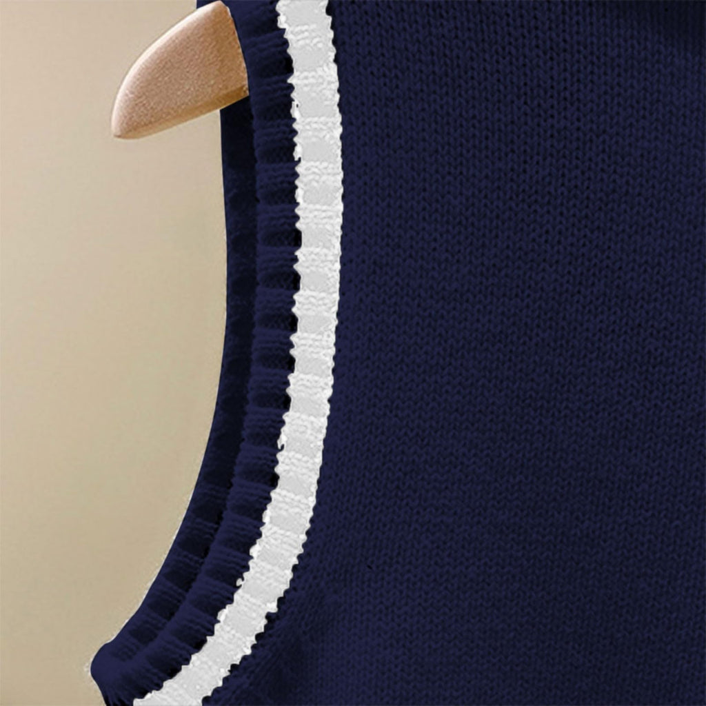 School Uniform Vests Boys Girls Sleeveless Sweater Vest V Neck Cable Knitted Stripe Tank Tops