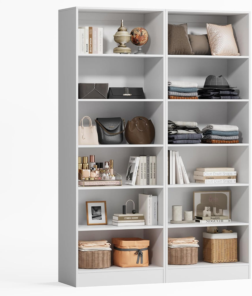 50'' Closet Organizer System with 10 Adjustable Shelves | Modular Closet Open Shelving 15" Deep Wooden Closet Systems