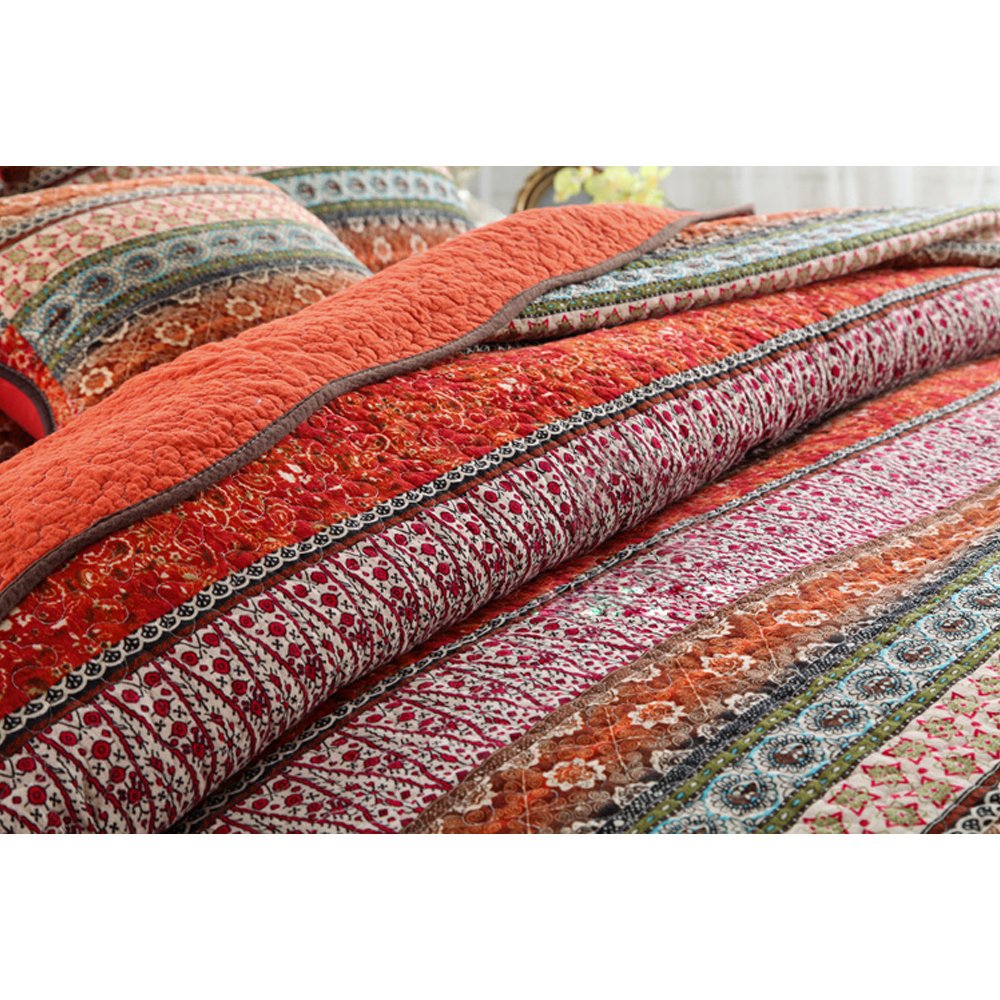 Striped Classical Cotton Patchwork Bedspread Quilt Sets