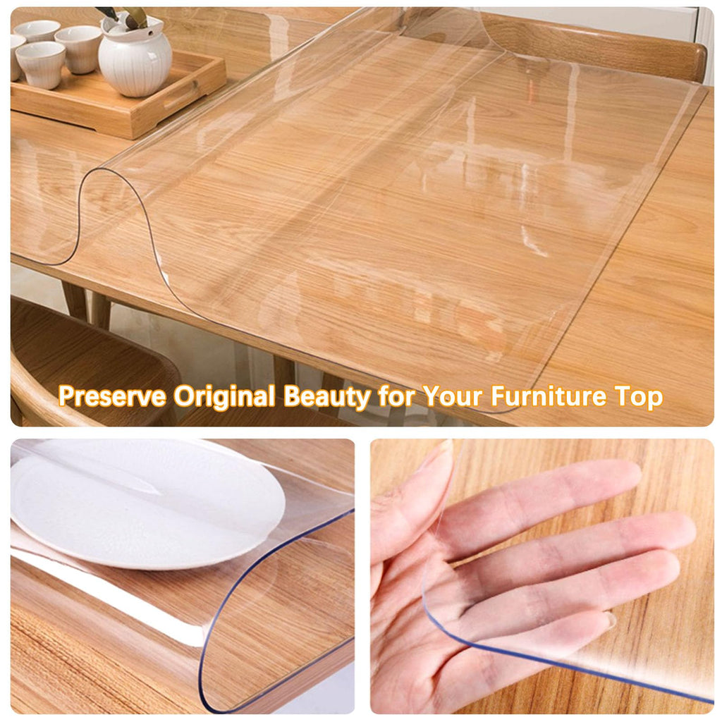 52 Inch Round Clear Dining Table Protector Tablecloth Cover Desk Top Pad Mat for Glass Furniture Study Coffee End Bed