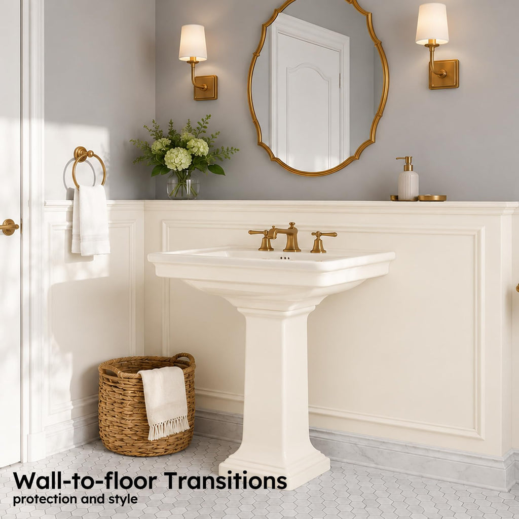 4-Pack Carrara White Marble Baseboard Trim Molding, 5 x 12 Inch Crown, Polished, Bianco Italian Carrera Marble