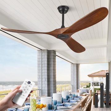 Inspired Maverick Style 60" Outdoor Ceiling Fans without Lights, 60 Inch Wood Ceiling Fans no Light, 3 Blade
