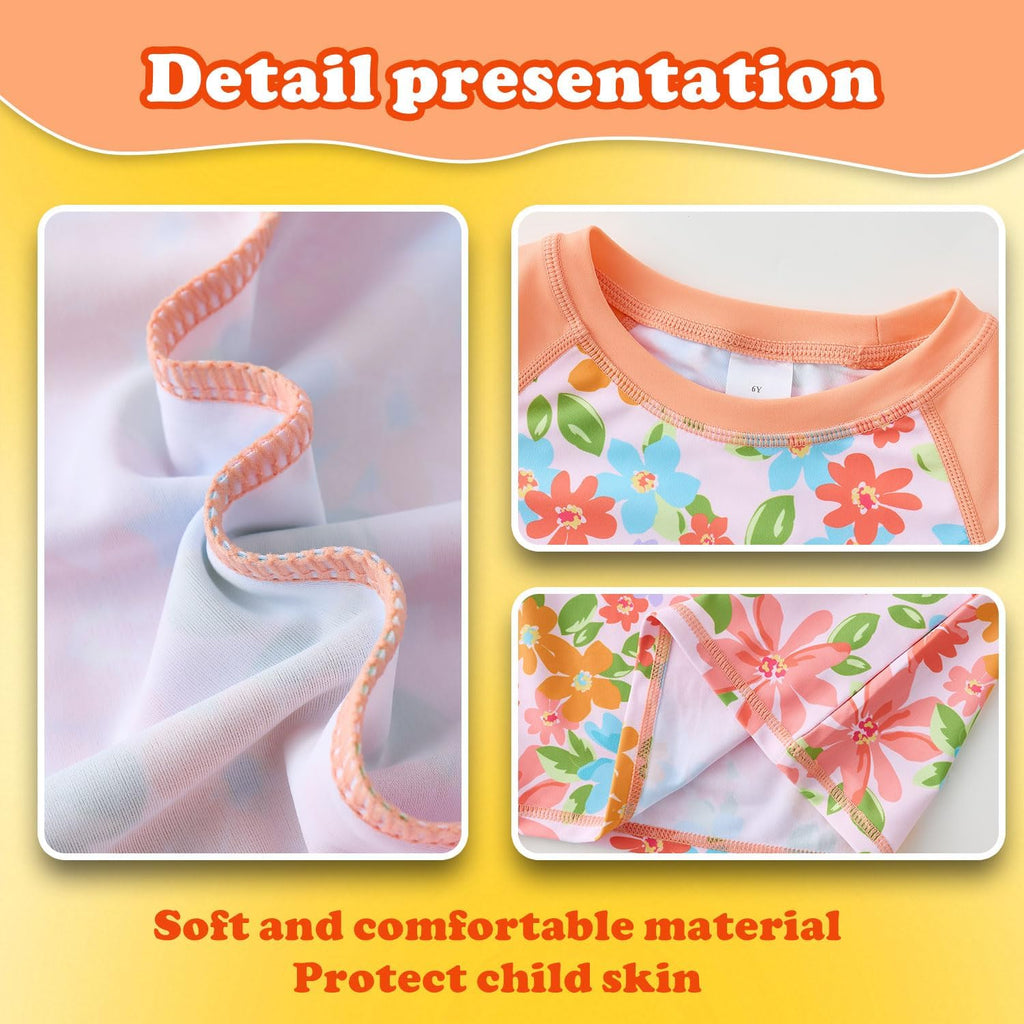 Girl Rash Guard Swimsuit Pieces Long Sleeve Bathing Suit