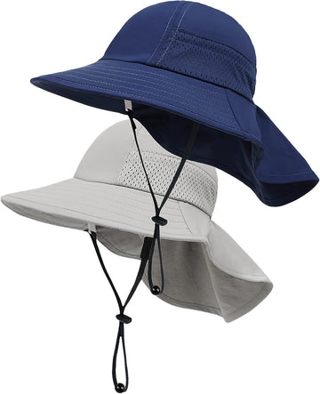 Toddler Baby Sun Hat Kids Summer Beach Essentials Adjustable Beach Hats with Bucket Wide Brim for Boys Girls Age 0-14