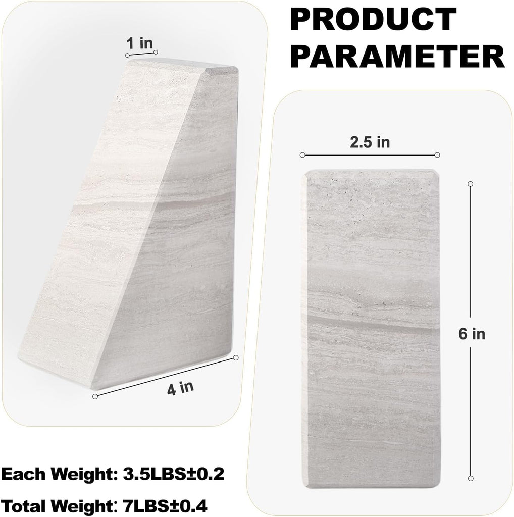 Marble Book Ends for Heavy Books, Decorative Bookends for Shelves, Durable and Heavy-Duty Bookends for Hardback Book