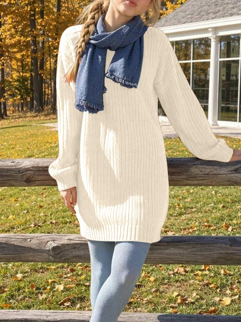 Ribbed Knit Sweater Dress Batwing Long Sleeve Teen Pullover Casual Loose Fit Fall Winter Mini Dresses