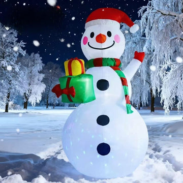 6 FT Christmas Inflatables Snowman Outdoor Decorations, Blow Up Snowman (8FT, Christmas Snowman with Gift Boxes)