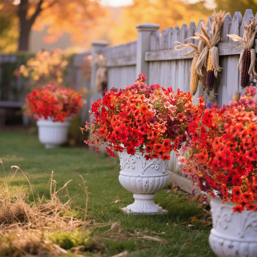 20 Bundles UV Resistant Artificial Fall Flowers - Fake Autumn Plants for Autumn Indoor Outdoor Garden Patio Fireplace