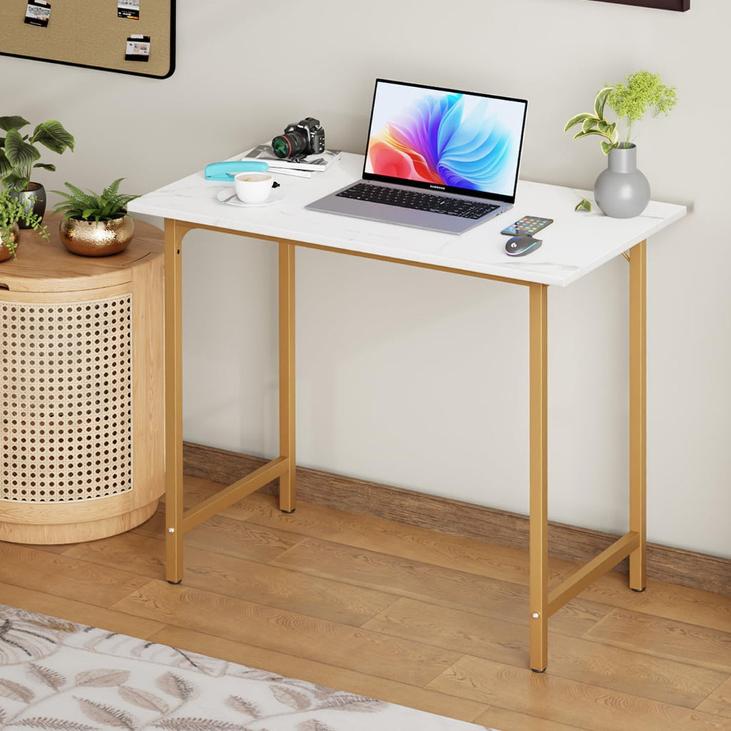 Computer Desk,Home Office Desk, Modern Simple Style Study Writing (Gold, 55 Inch)