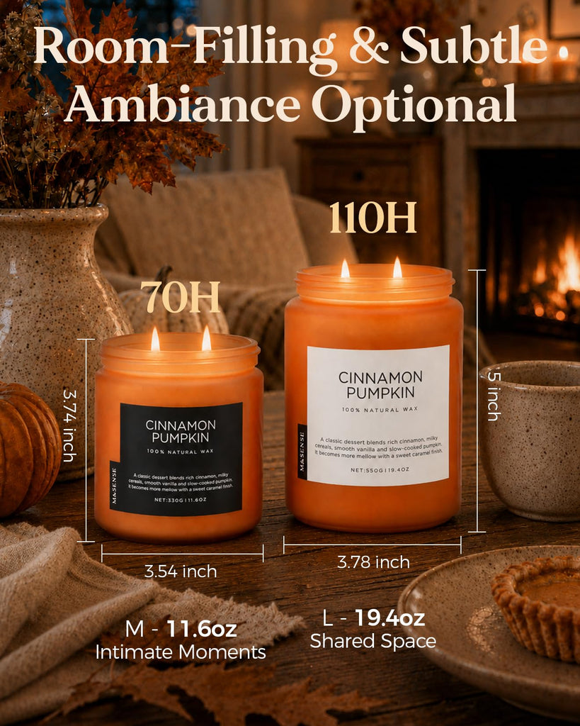 Scented Candles Cinnamon Pumpkin Non Toxic Fall Aromatherapy