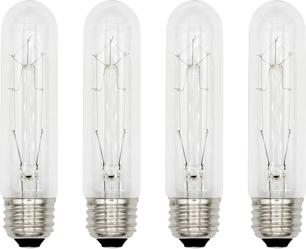 3090 (Pack of 4) 40T10/CL - 40 Watt T10 Clear Tubular - 120V - Medium (E26) Base - Incandescent Light Bulbs