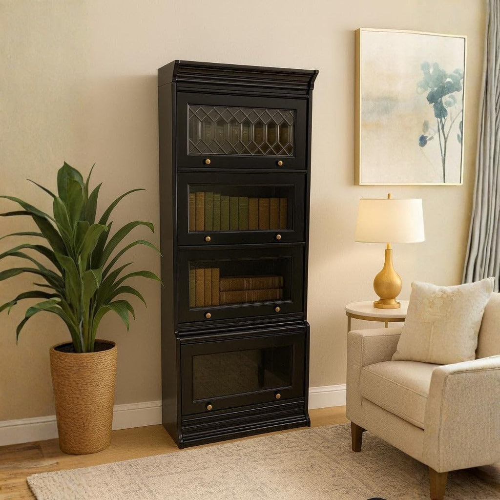 Legacy 4 Stack Barrister Bookcase in Black