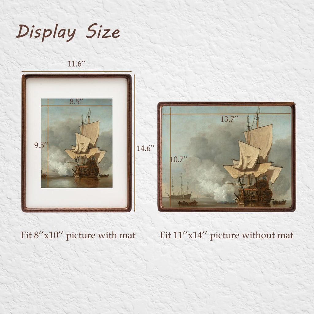 Handcrafted 11x14 Walnut Picture Frame, Matted to 8x10 with HD Plexiglass