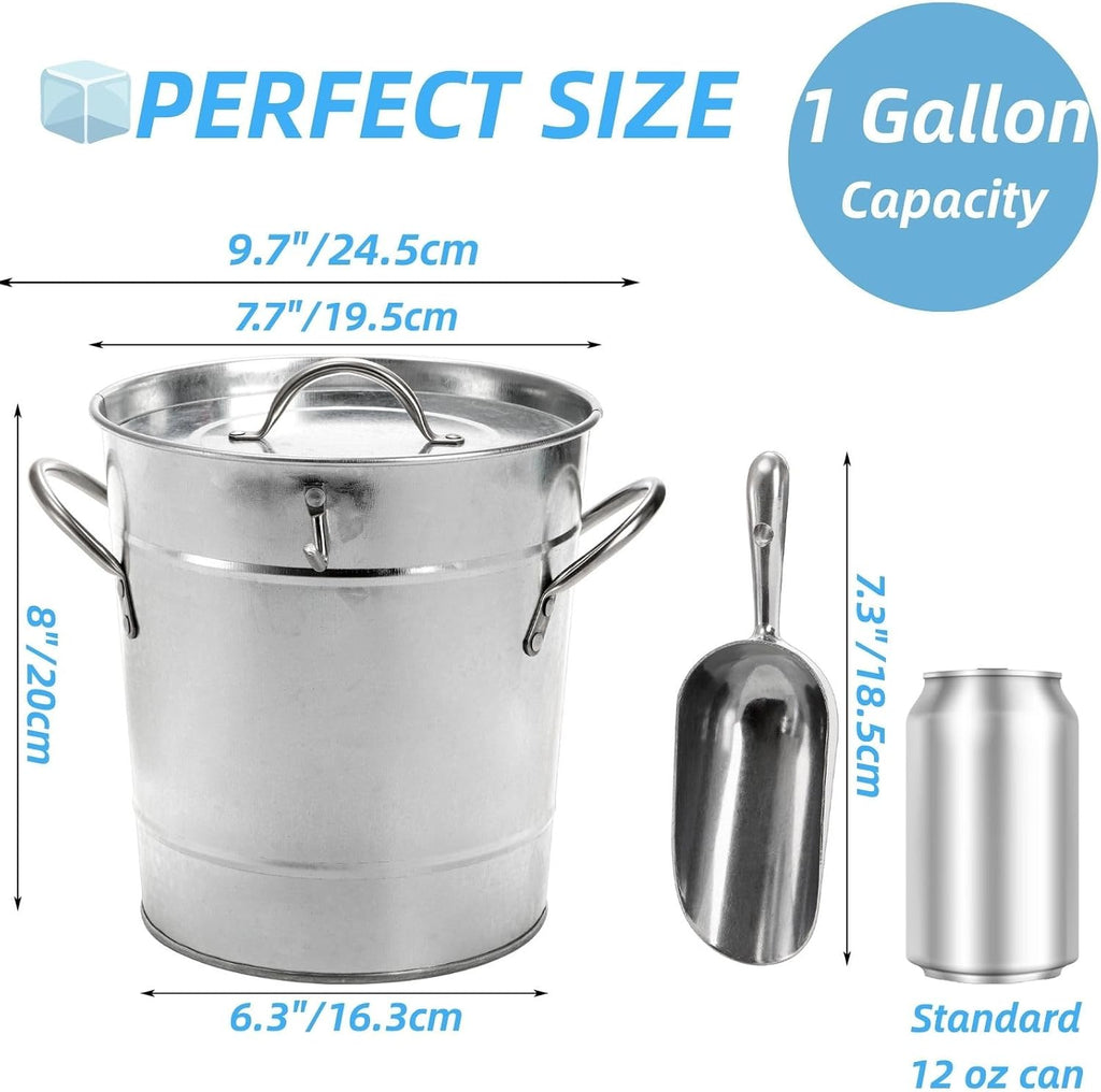 4 Liter Ice Bucket with Scoop and Lid, Double Walled Insulated Ice Bucket for Parties, Cocktail Bar, Wine Chiller